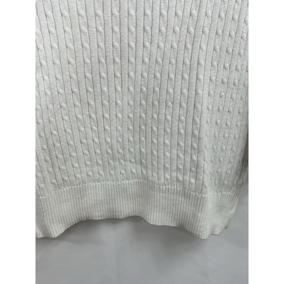 Jeanne Pierre White Cotton Cable Knit Sweater M Coastal Minimalist Old Money - Picture 4 of 7